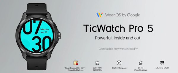 首款高通骁龙W5+智能手表！TicWatch Pro 5发布 续航45天