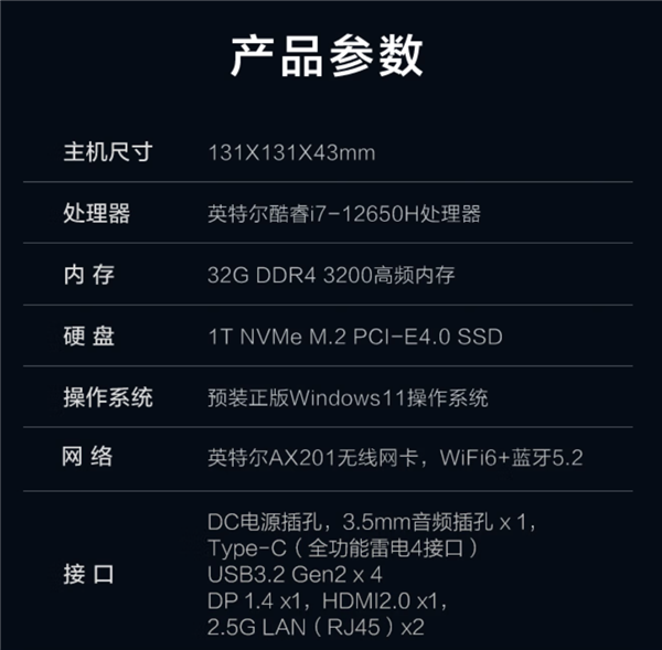 10核i7+32GB+双2.5G网口 雷神mini主机到手2999
